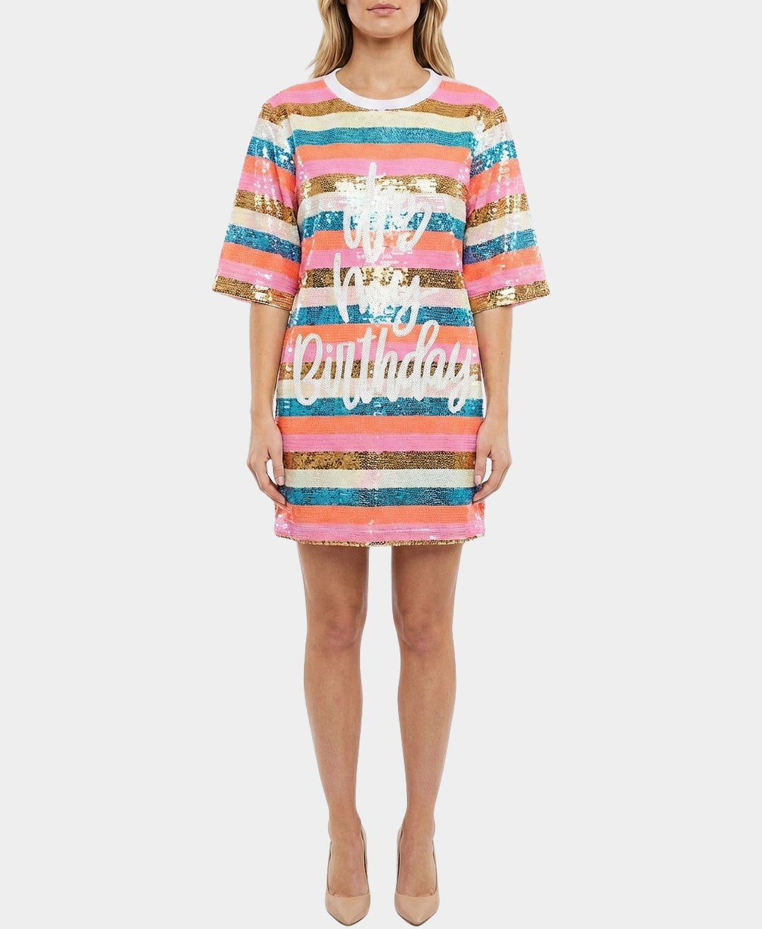It's My Birthday Striped Sequin Dress