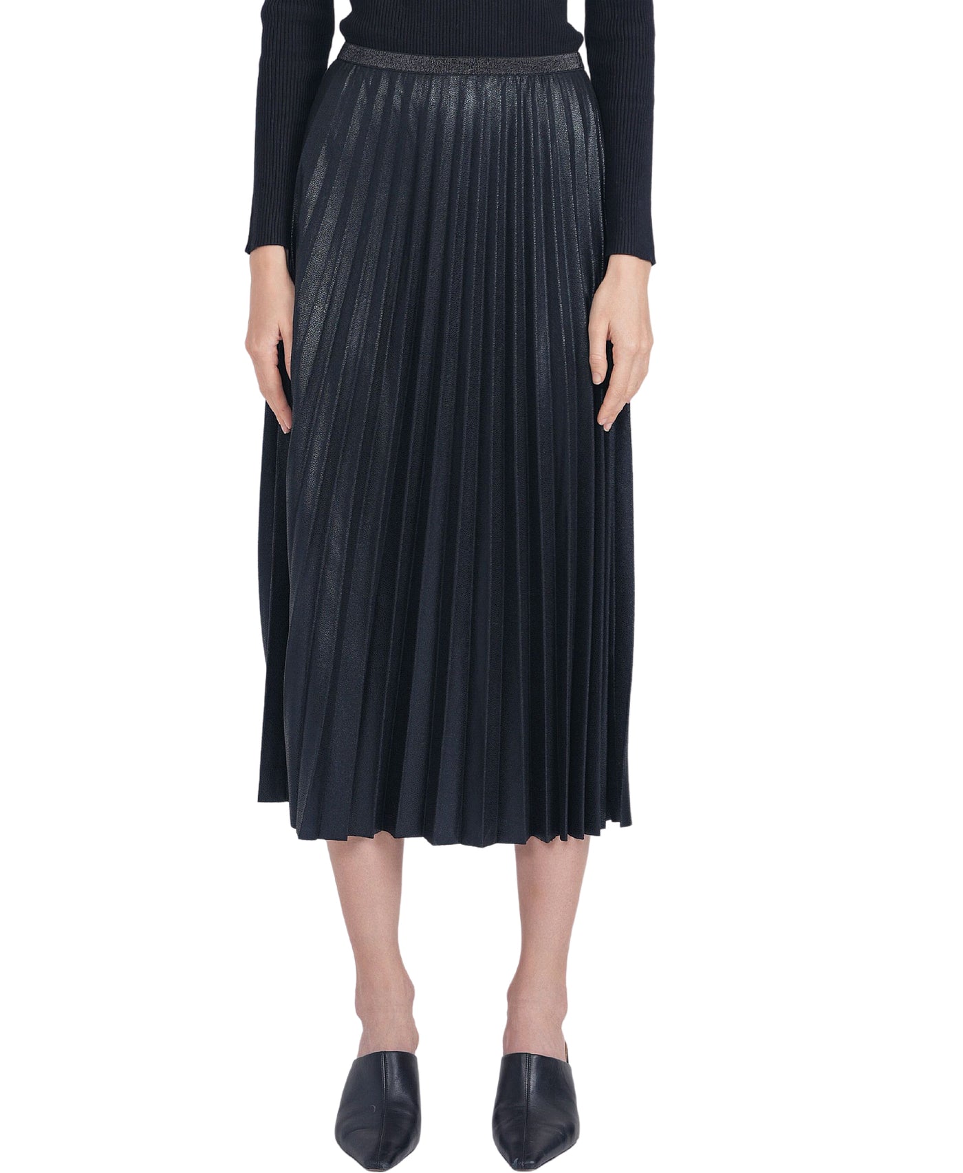 Pleated Pebbled Midi Skirt image 1