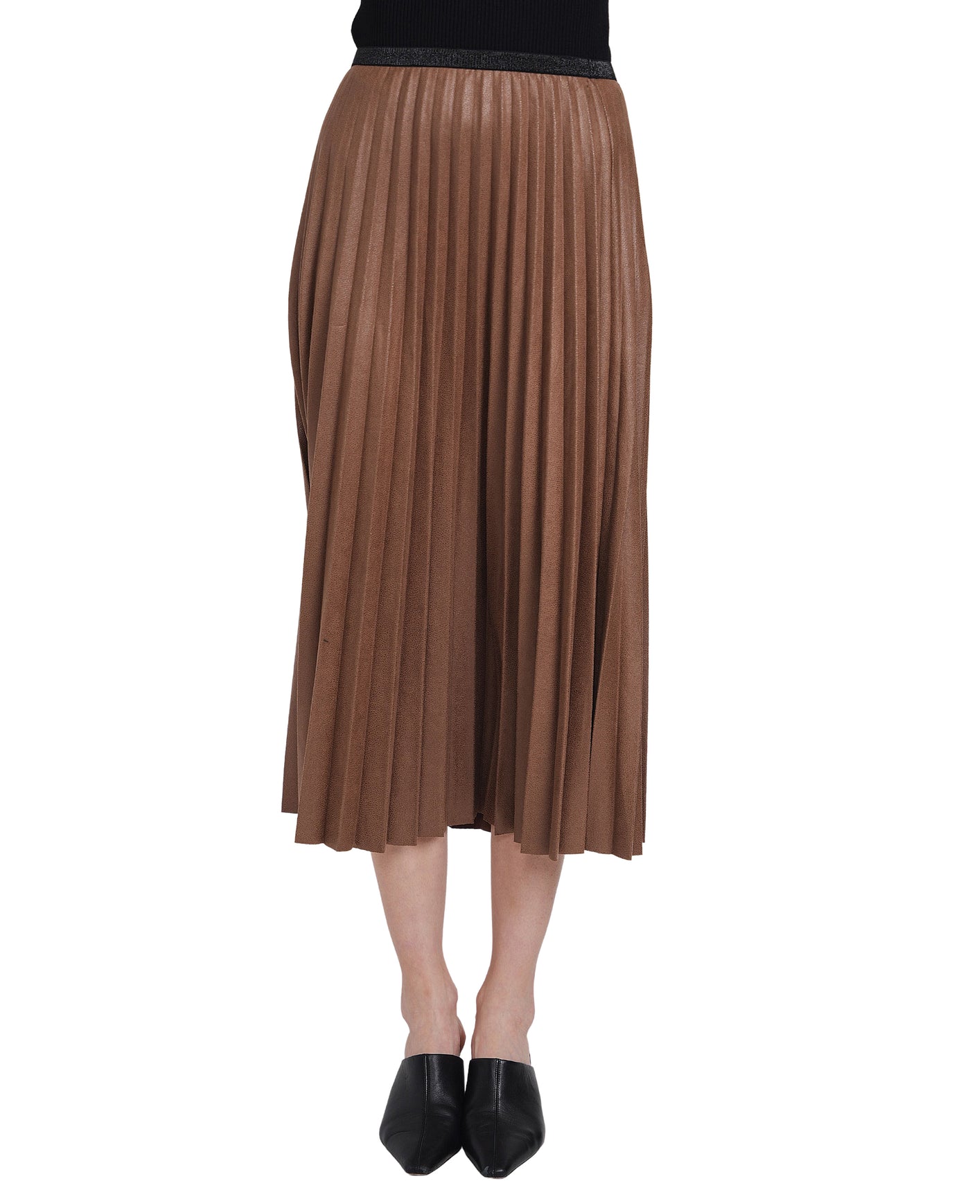 Pleated Pebbled Midi Skirt image 1