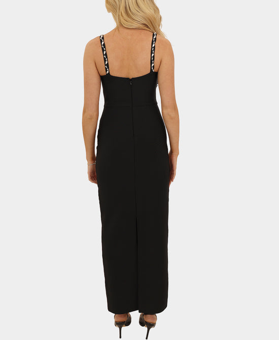 Bodycon Maxi Dress w/ Pearls & Rhinestones view 