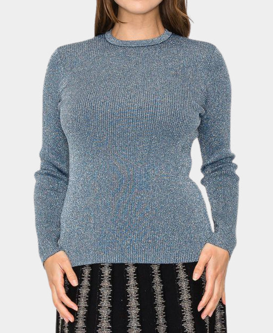 Shimmer Knit Ribbed Sweater view 