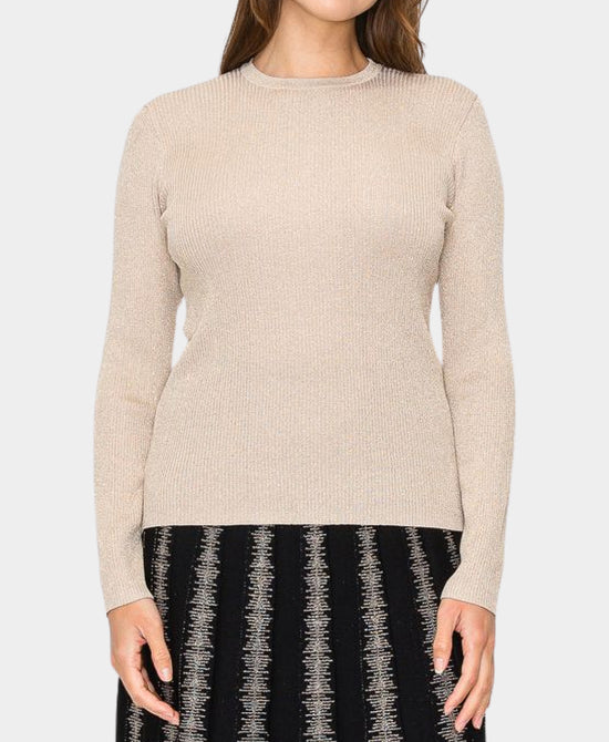 Shimmer Knit Ribbed Sweater view 