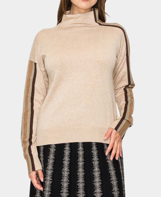 Knit Sweater w/ Stripe Sleeves view 