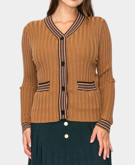 Cardigan w/ Striped Trim view 
