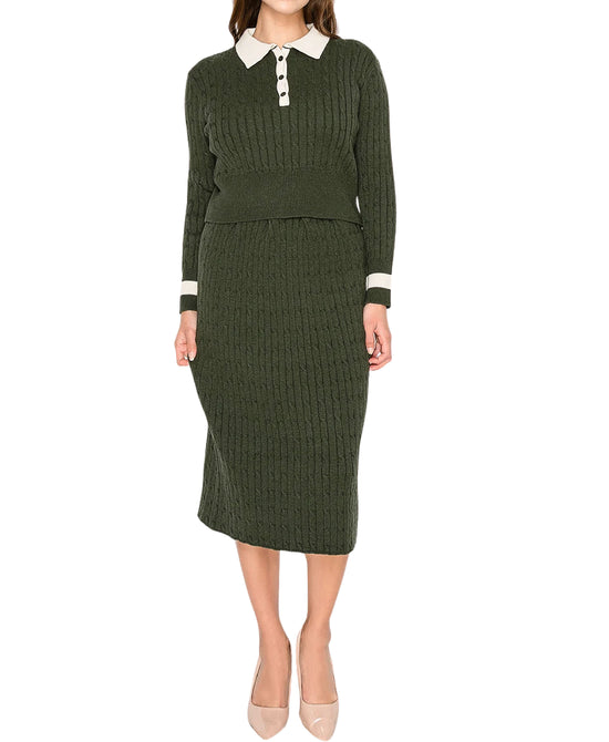 Cable Knit Sweater & Skirt Set - 2 Pc Set view 