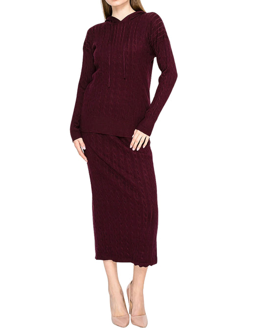 Cable Knit Sweater & Skirt Set - 2 Pc Set view 