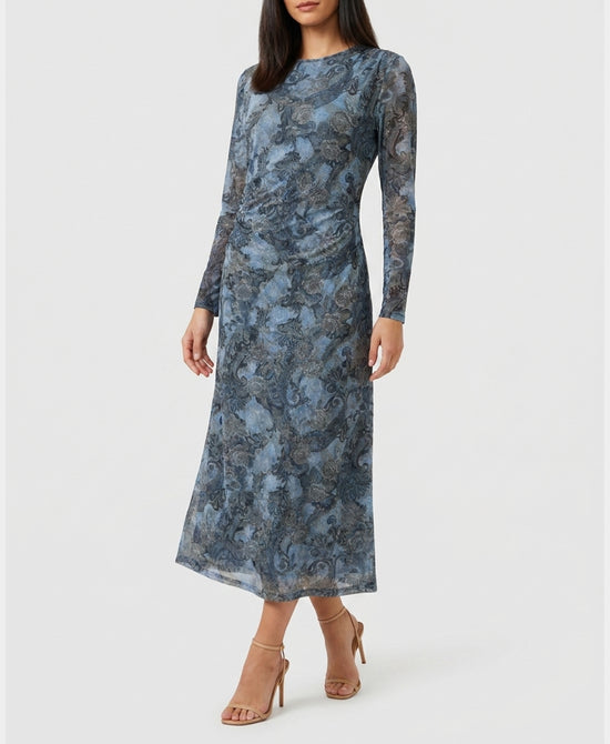 
Floral Print Midi Dress in BLUE view 1