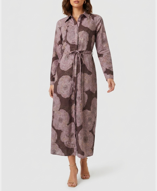 
Printed Midi Dress w/ Embroidered Lurex in MULTI view 1