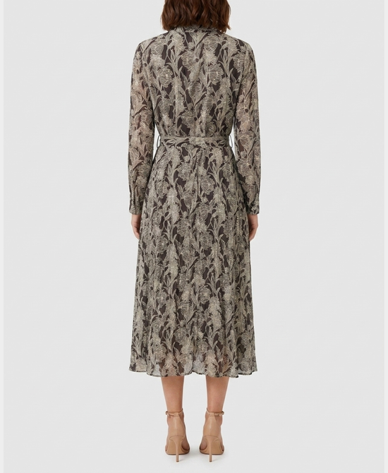 
Printed Midi Dress w/ Pleated Bottom in GREY MULTI view 2