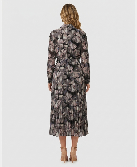 
Printed Midi Dress w/ Pleated Bottom in MULTI view 2