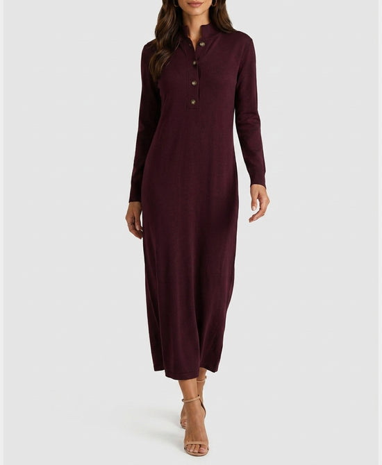 
Knit Maxi Dress in BURGUNDY view 1