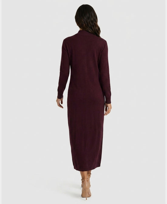 
Knit Maxi Dress in BURGUNDY view 2