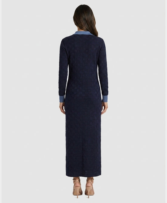 
Checkered Knit Maxi Dress in NAVY view 2