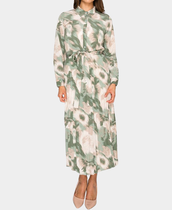 Feather Print Pleated Dress view 1