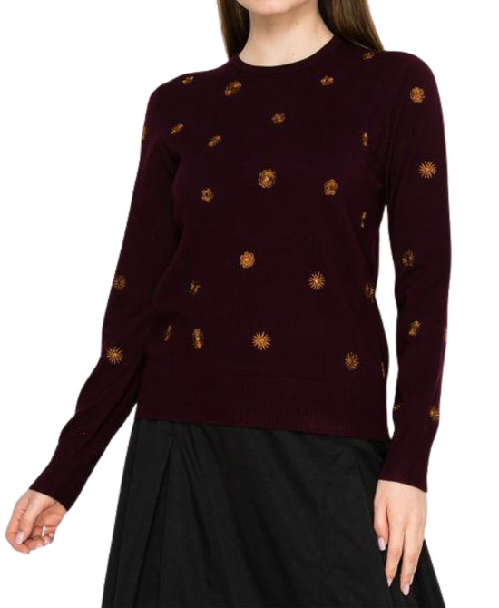 Embroidered Flower Sweater view 