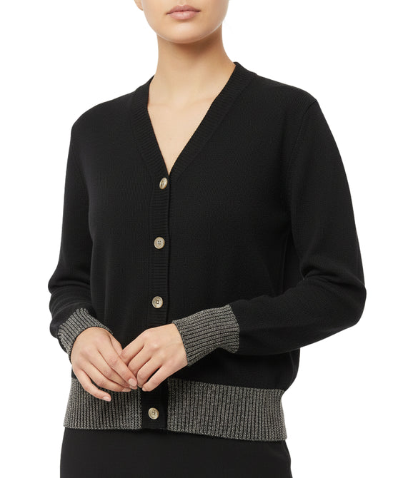 Cardigan Sweater w/ Shimmer Trim view 
