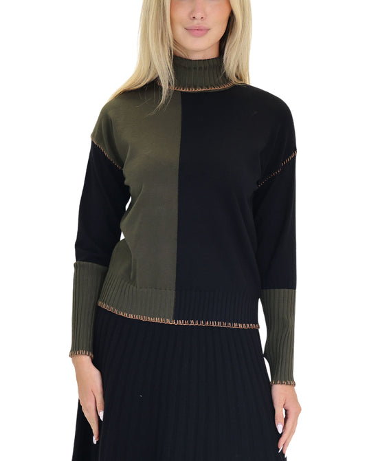 Colorblock Turtleneck Sweater view 
