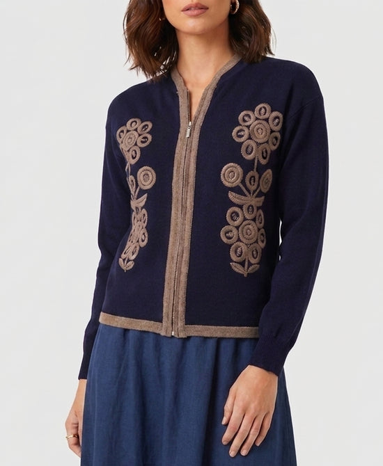 
Cardigan w/ Embroidered Detail in NAVY view 1