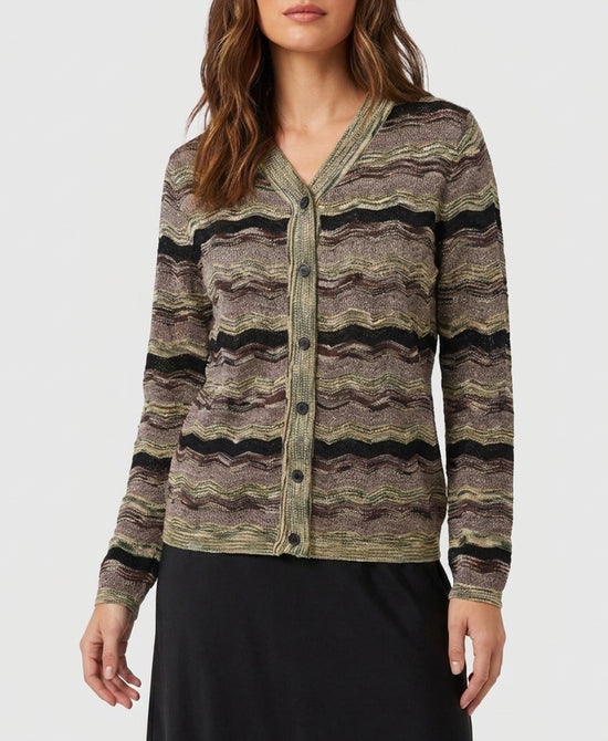 
Printed Cardigan in OLIVE MULTI view 1