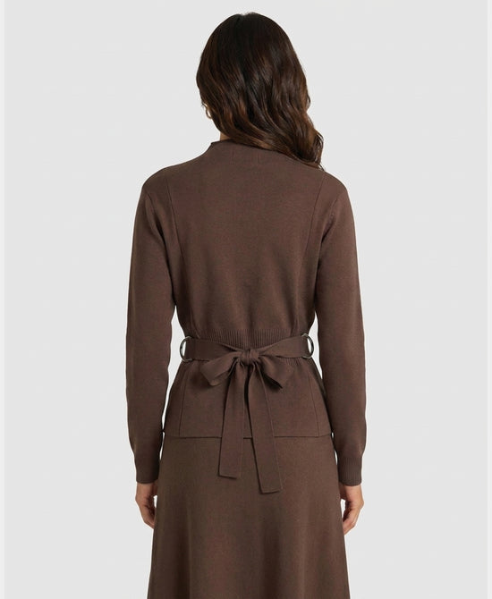 
Mock Neck Sweater w/ Side Ties in BROWN view 2