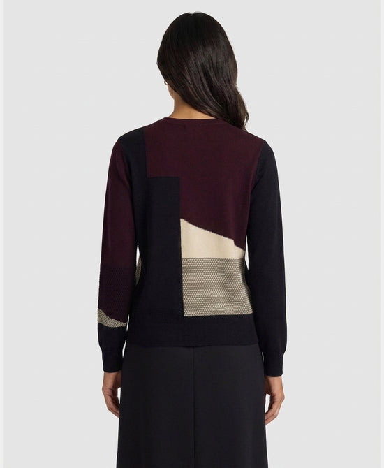 
Geo Print Sweater in BURGUNDY MULTI view 2