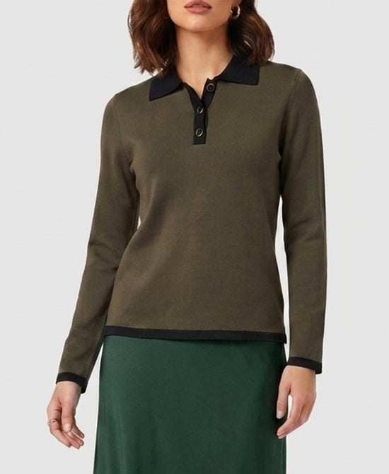 
Colorblock Sweater in OLIVE/BLACK view 1