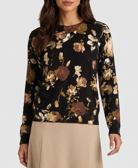 
Floral Print Sweater in BLACK MULTI view 1