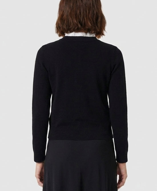 
Cardigan w/ Ruffle Collar in BLACK/WHITE view 2