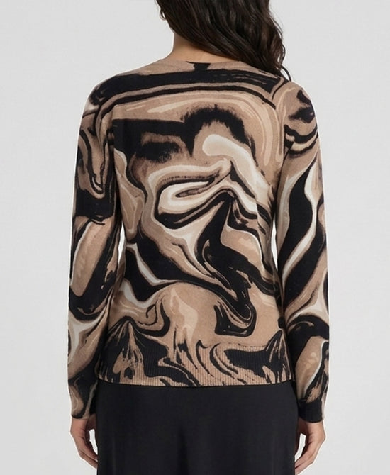 
Swirl Print Sweater in BEIGE MULTI view 2