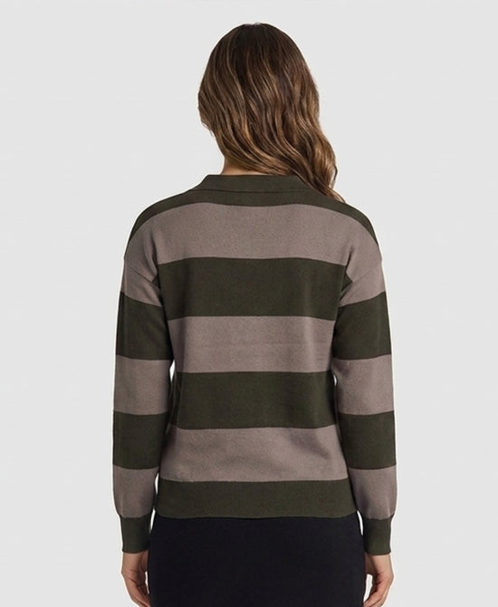 
Stripe Sweater in OLIVE/TAUPE view 2