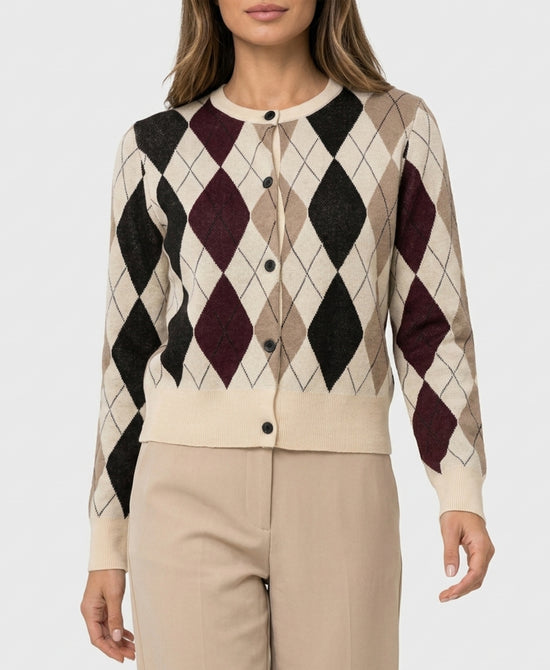 
Argyle Cardigan in BEIGE MULTI view 1