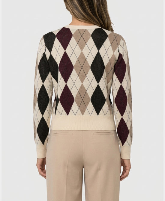 
Argyle Cardigan in BEIGE MULTI view 2