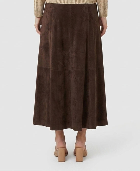 
Faux Suede Midi Skirt in BROWN view 2