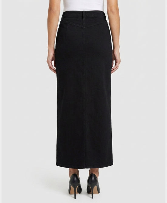 
Twill Midi Skirt in BLACK view 2