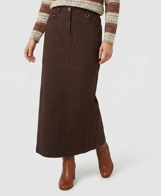 
Twill Midi Skirt in BROWN view 1