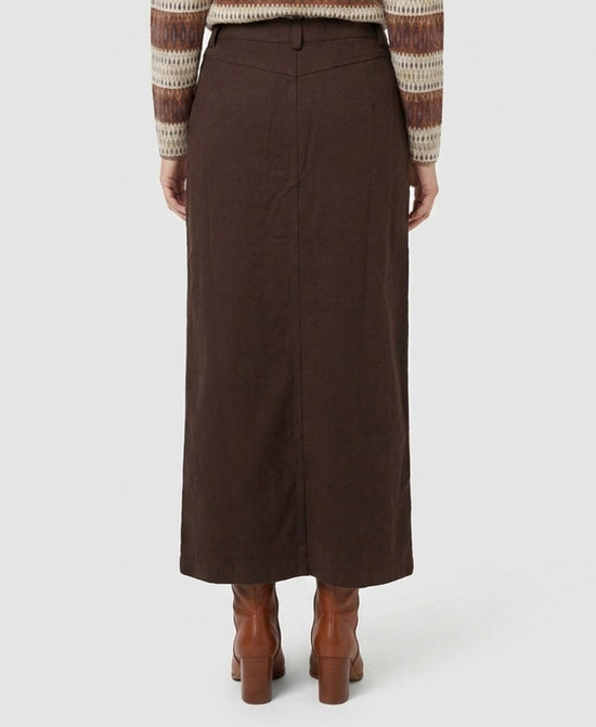 
Twill Midi Skirt in BROWN view 2