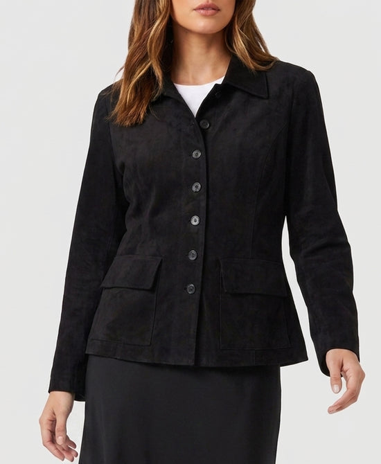 
Faux Suede Blazer in BLACK view 1