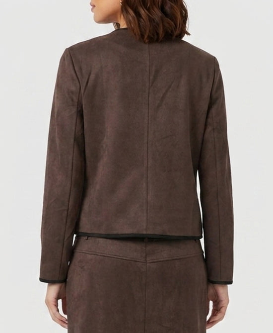 
Faux Suede Jacket in BROWN/BLACK view 2