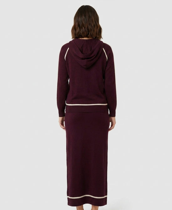 
Two Tone Hoodie & Maxi Skirt - 2 Pc Set in BURGUNDY/CREAM view 2