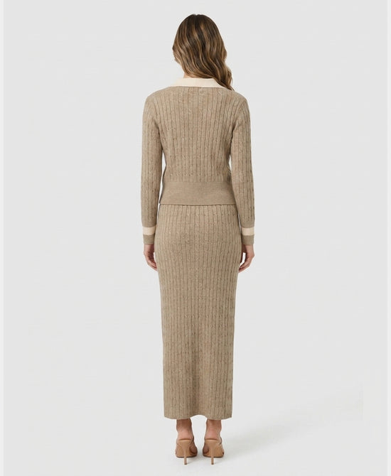 
Cable Knit Sweater & Maxi Skirt - 2 Pc Set in BEIGE view 2