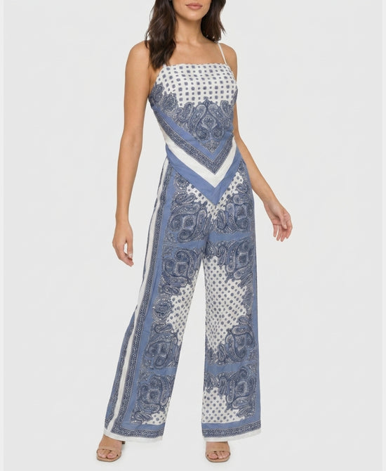 
Printed Scarf Top & Pants Set- 2 Pc Set in BLUE view 1