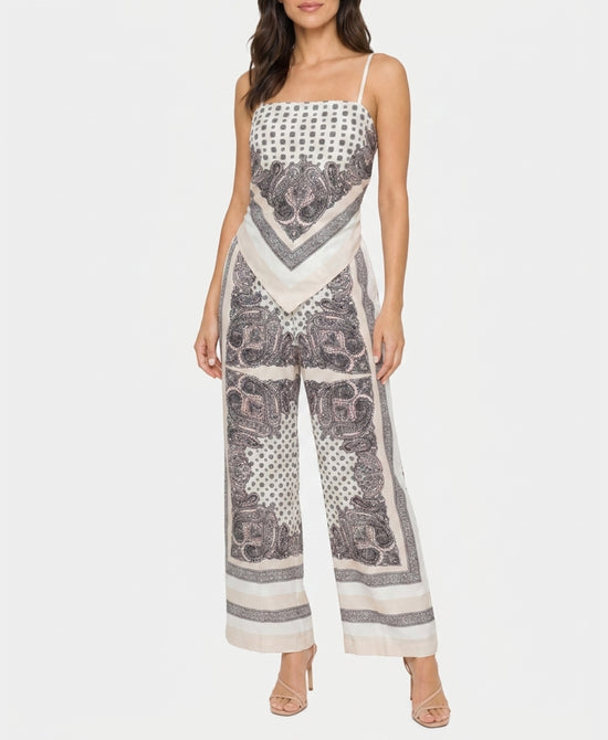 
Printed Scarf Top & Pants Set- 2 Pc Set in BEIGE view 1