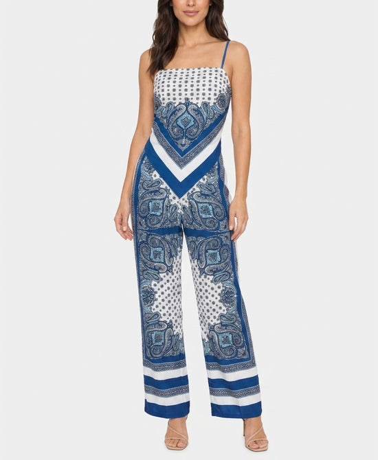 
Printed Scarf Top & Pants Set- 2 Pc Set in NAVY view 1