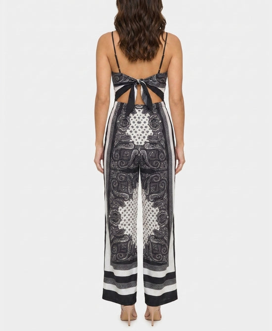 
Printed Scarf Top & Pants Set- 2 Pc Set in BLACK view 2