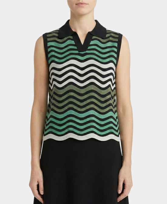 Wave Stripe Pointelle Knit Top view 