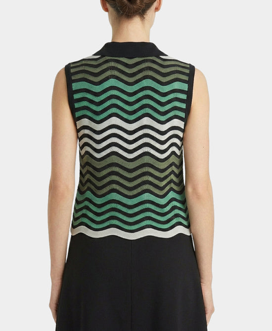 Wave Stripe Pointelle Knit Top view 