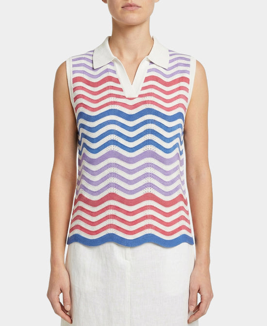 Wave Stripe Pointelle Knit Top view 