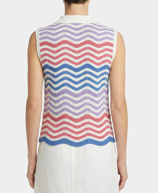 Wave Stripe Pointelle Knit Top view 