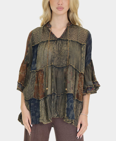 Mixed Media Patchwork Blouse image 1