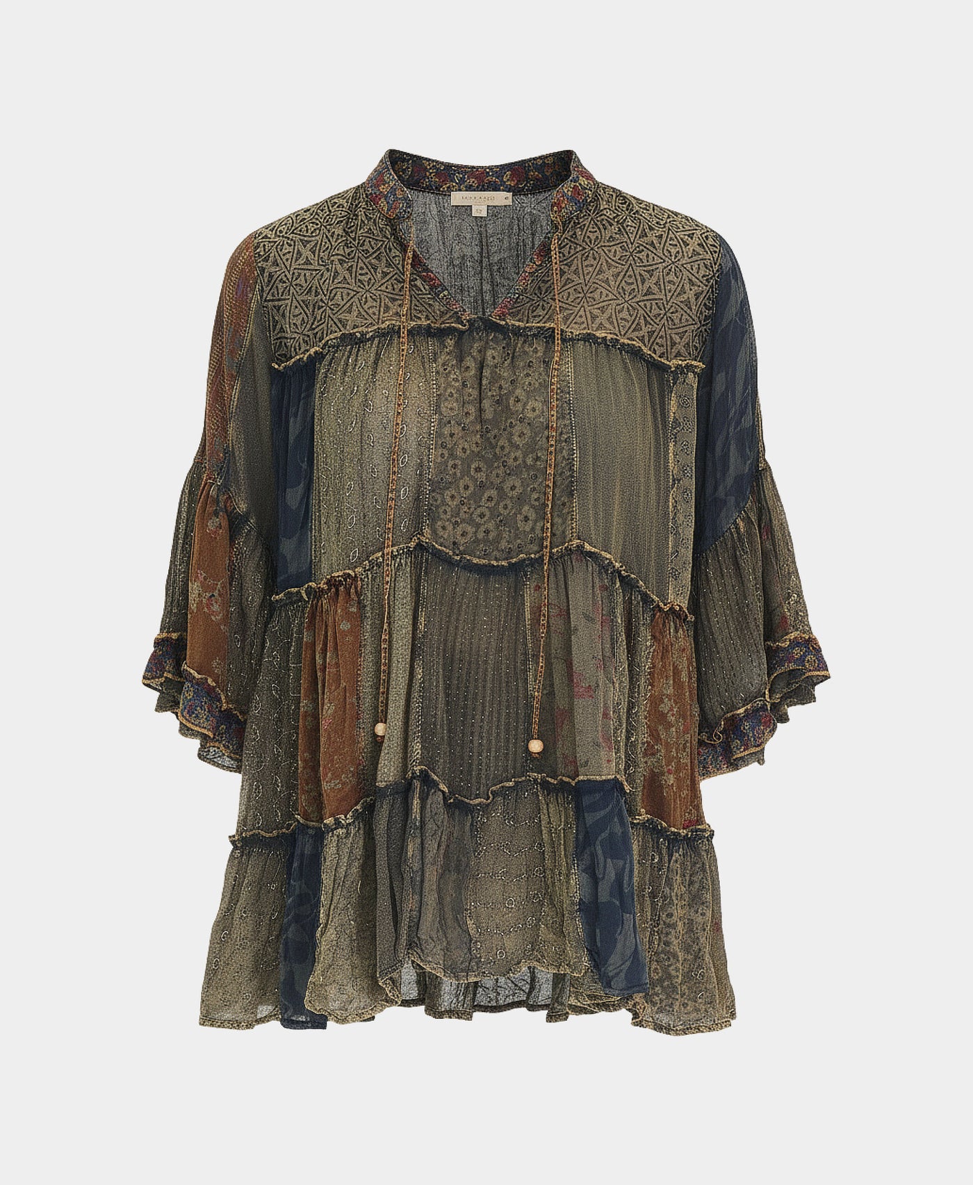 Mixed Media Patchwork Blouse view 2